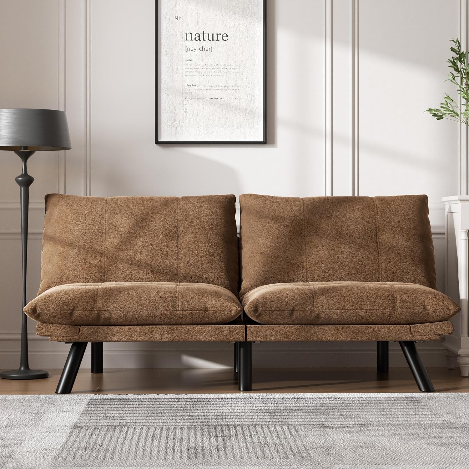 Anwick Velvet Convertible Futon Sofa Bed,71' Modern Comfy Loveseat Sleeper Sofa with Adjustable Backrest Armrest,Folding Futon Sleeper Recliner for Living Room,Office,Apartment (Brown)