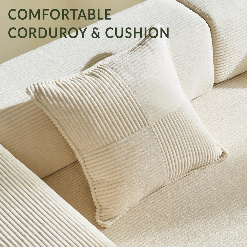 YINIX Sofa Bed, 62'' Folding Floor Couch, Compressed Convertable Sleeper Sofa, Memory Foam Couch with Pillow Back Support Armrest, 4-in-1 Futon Sofa Bed for Living Room, Ivory