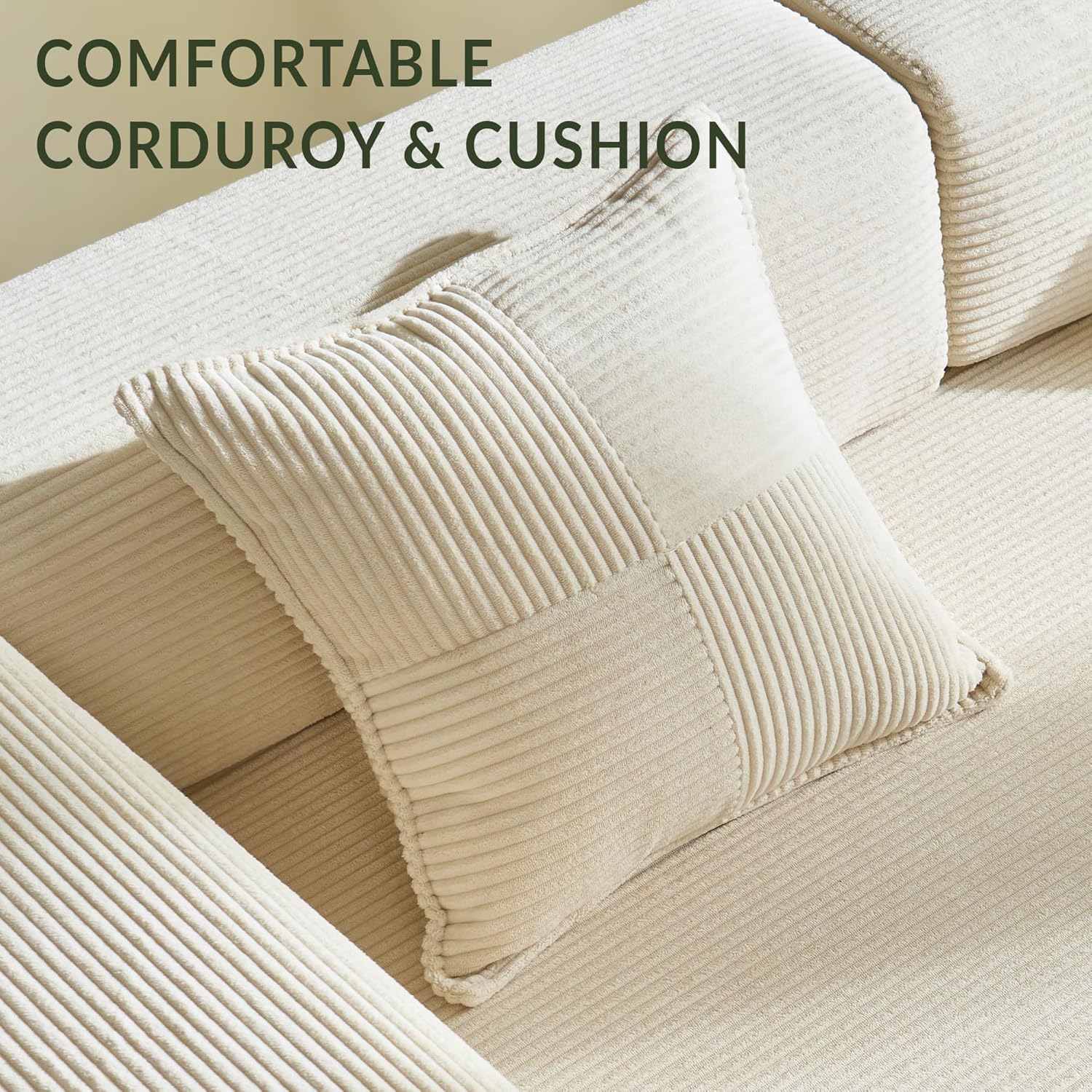 YINIX Sofa Bed, 62'' Folding Floor Couch, Compressed Convertable Sleeper Sofa, Memory Foam Couch with Pillow Back Support Armrest, 4-in-1 Futon Sofa Bed for Living Room, Ivory