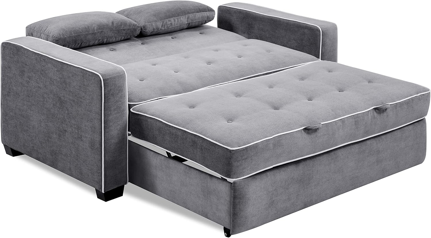 Serta Ainsley 66.5' Convertible Sleeper Loveseat, Full Size, Dreamcoil Comfort, Soft Woven Fabric, Charcoal