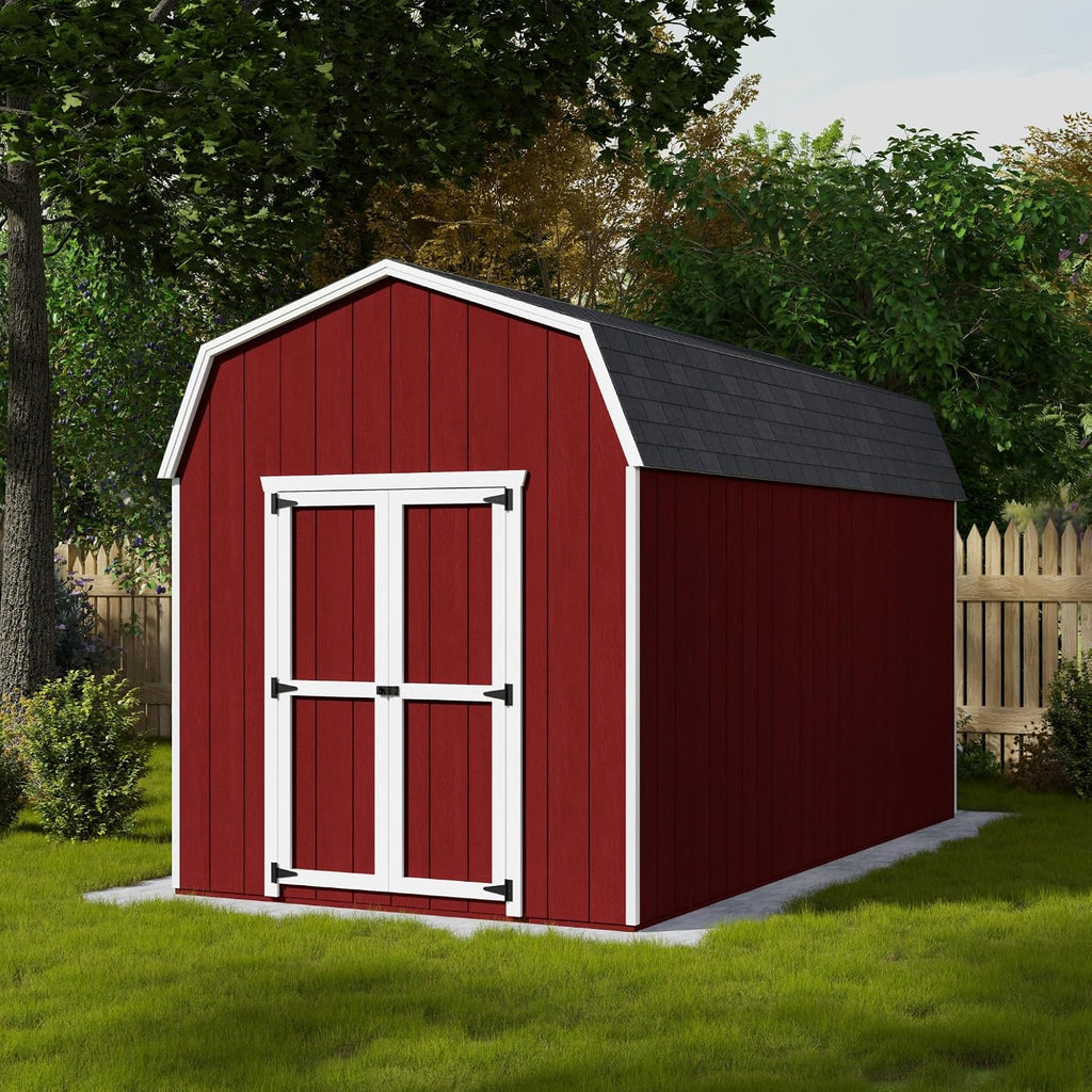 Little Cottage Co. 8x16 Value Gambrel Barn with 6 ft. Sidewalls with Floor, Outdoor Wood Storage Shed Do-It-Yourself Precut Kit