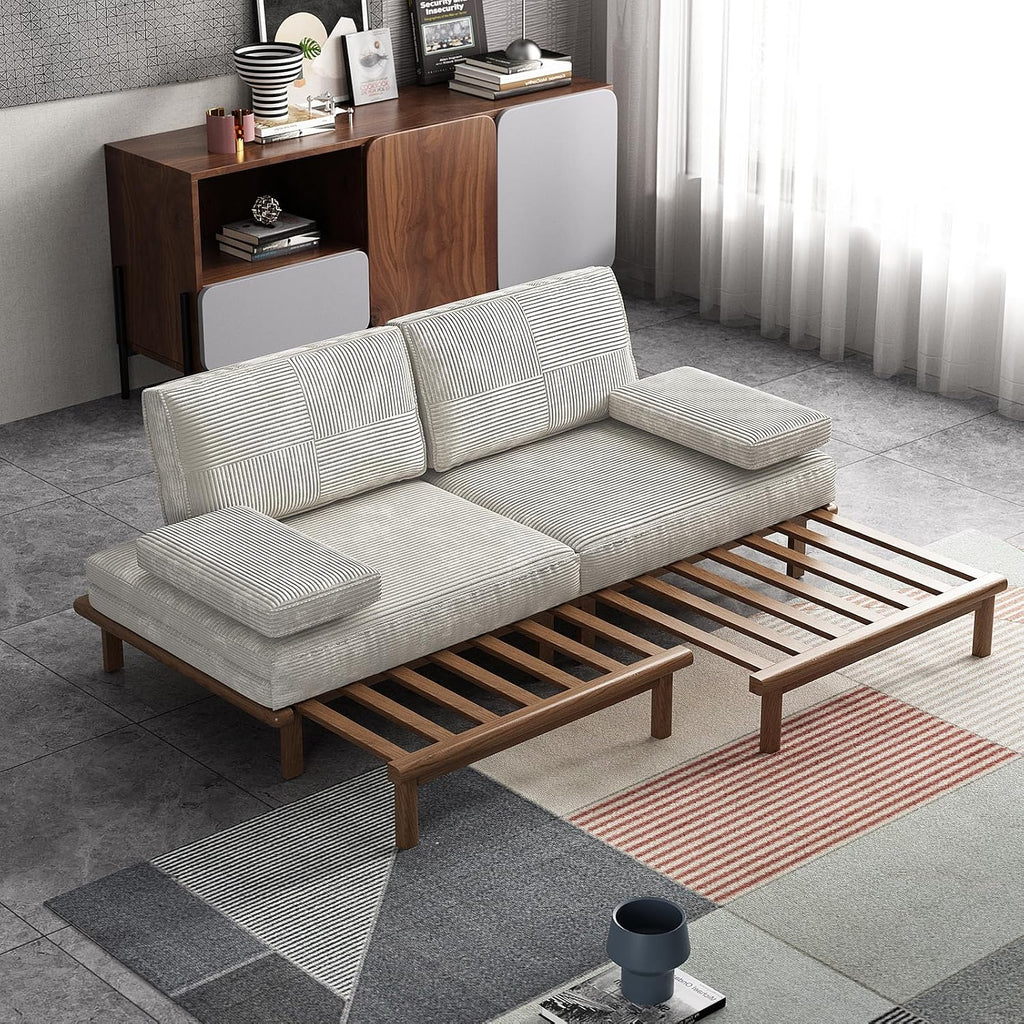 Lartis 78.7' Sofa Bed, Sleeper Pull Out Couch, Modern Couch Convertible Modern Futon for Living Room/Apartment/Bedroom, Modular Design Sofa,Full Solid Wood Frame