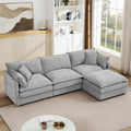 Eafurn Oversized Reversible Modular Sectional Sofa with Movable Ottoman, 4 Seater Convertible L Shaped Corner Couch Modern Chenille Sofa Set w/Double Layers Seat Cushions for Living Room Apartment