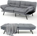 MUUEGM 71' Futon Sofa Bed, Comfortable Memory Foam Futons Sofa with Adjustable Backrest & Armrests, Convertible Loveseat Futon Bed for Compact Living Room, Apartment, Office, Grey