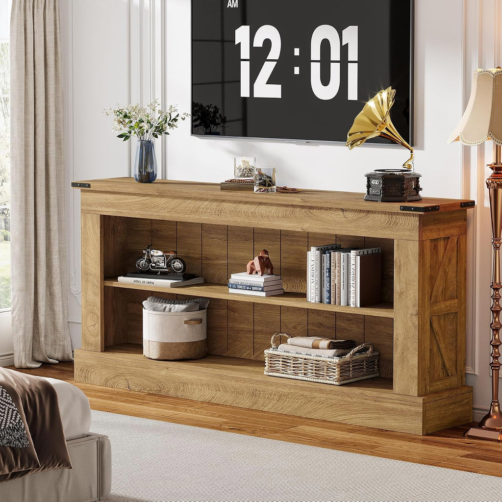Tribesigns Farmhouse TV Stand for 70-Inch TV, 63' Entertainment Center with Storage, Modern Media Console Table for Living Room, Bedroom (Natural)