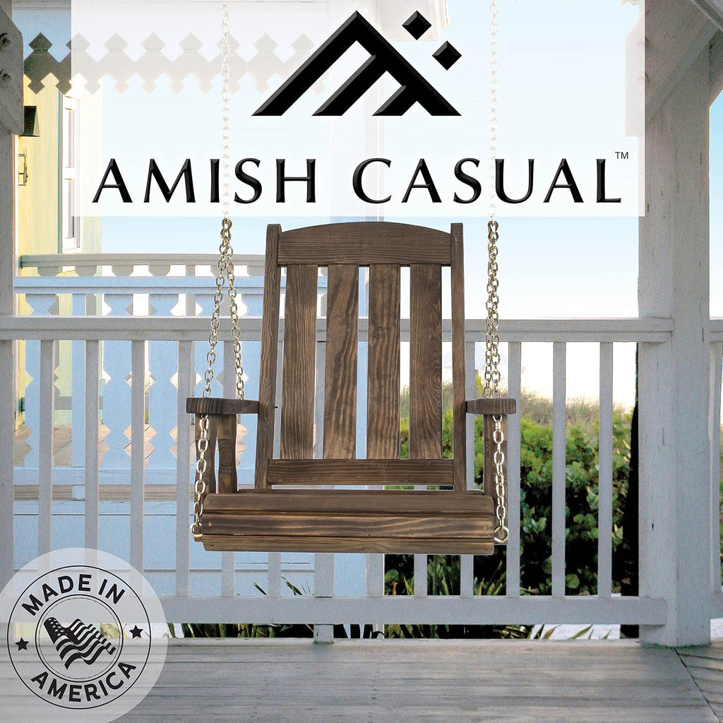 Amish Casual Heavy Duty Mission Pressure Treated Swing Chair (Dark Walnut Stain)