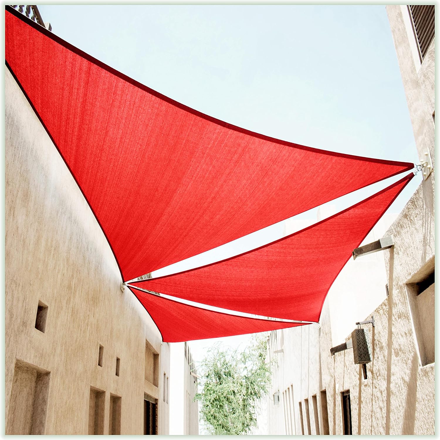 ColourTree CTAPT18 Custom Size Order to Make 14' x 20' x 24.4' Red Right Triangle Sun Shade Sail Canopy Mesh Fabric UV Block UPF50 - Commercial Heavy Duty - 190 GSM - 3 Years Warranty