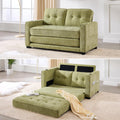 Convertible Sofa Bed, Pull Out Loveseat Sleeper Couch,Linen Fabric 2 in 1 Folding Couch Bed, Fold Out Floor Futon Couches with Cup Holder for Living Room, Bedroom,Small Space, Green