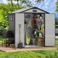 6X6 FT Plastic Outdoor Storage Shed, Double Door Tool Shed with Vent, Lockable Door with Key, Storing Patio Furniture, Gardening Tools, and Bicycle Accessories