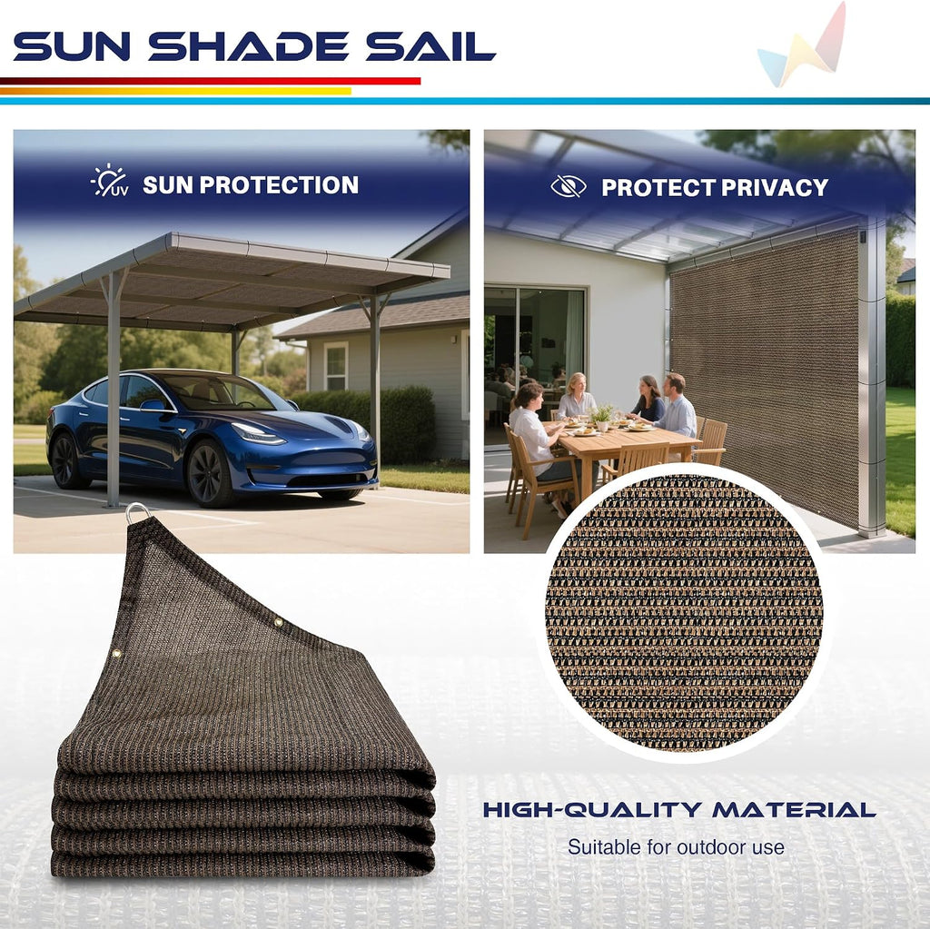 Windscreen4less 14' x 20' Sun Shade Sail Straight Edge Sun Shade Canopy Cover Outdoor with Grommets D-Ring UV Block for Pergola Backyard Patio (Brown)