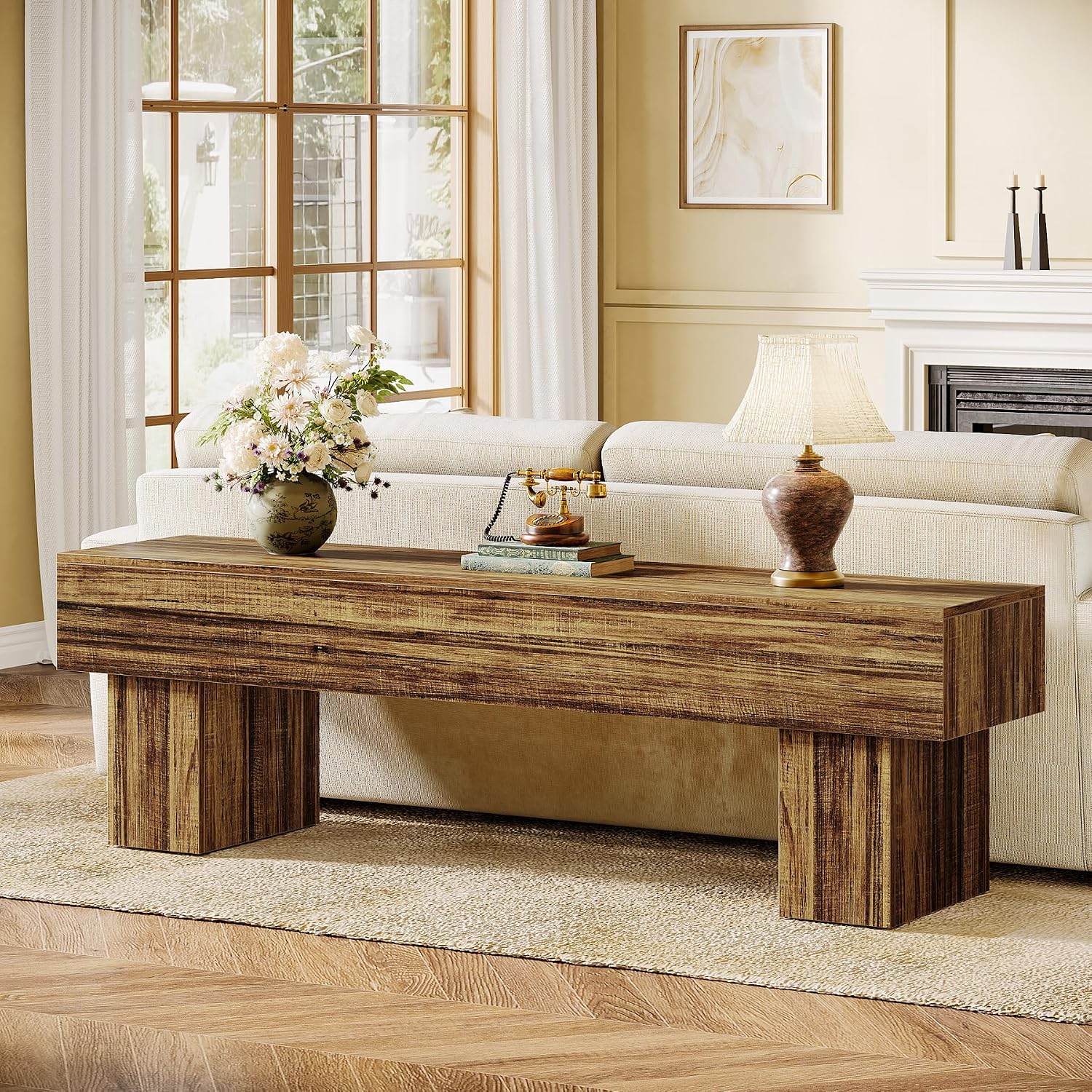 Tribesigns 63' TV Stand, Farmhouse Entertainment Center, Low TV Console Table for Living Room, Long Media Console Television Stands for 55/60/65 Inch TV