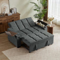 hansones 66' Multi-Functional Pull-Out Sofa Bed with Hidden Side Table, Storage Armrests, Built-in Charging Port, Spring Mattress, Solid Wood Frame – Ideal for Small Spaces, Easy Assembly