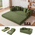 78 Inch Corduroy Convertible Sleeper Sofa Bed, 4-in-1 Oversized Futon Boneless Couches for Living Room with Fixed-Shape Frame, Loveseat Sleeper with Pull Out Bed, No Assembly, Olive Green