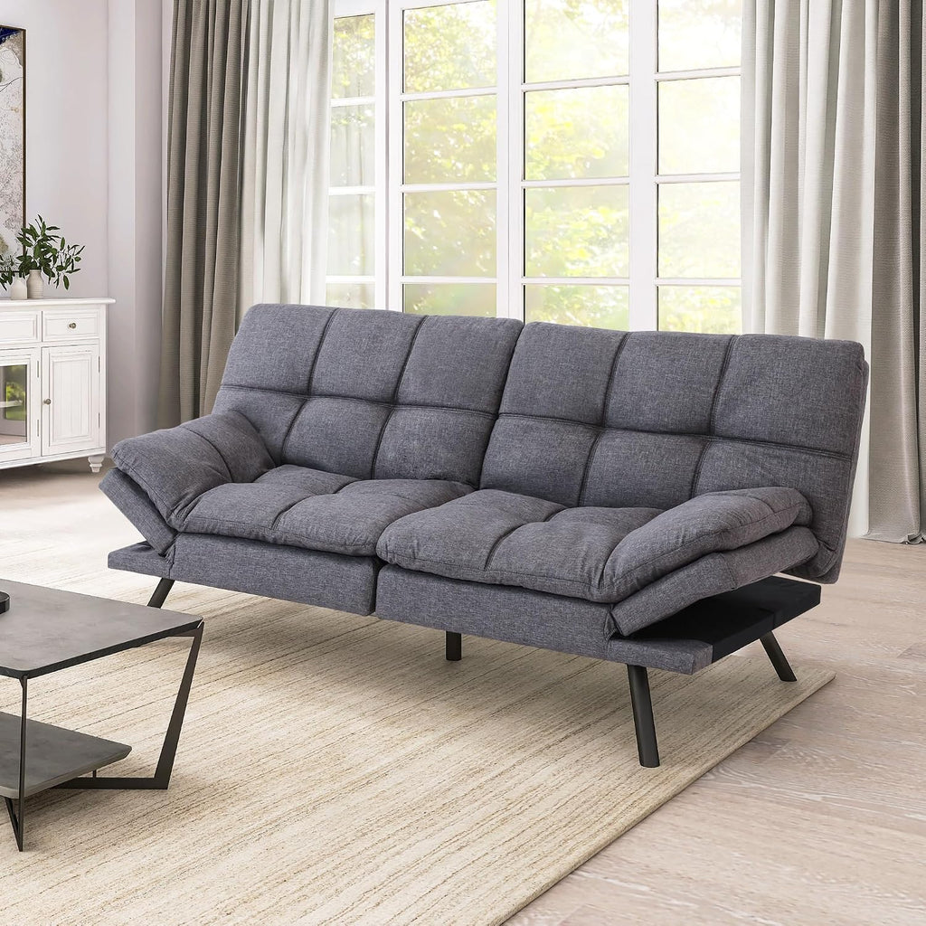 Hcore Futon Sofa Bed, Memory Foam, Sofa Bed, 71' L x 31' W x 16' H, Dark Grey
