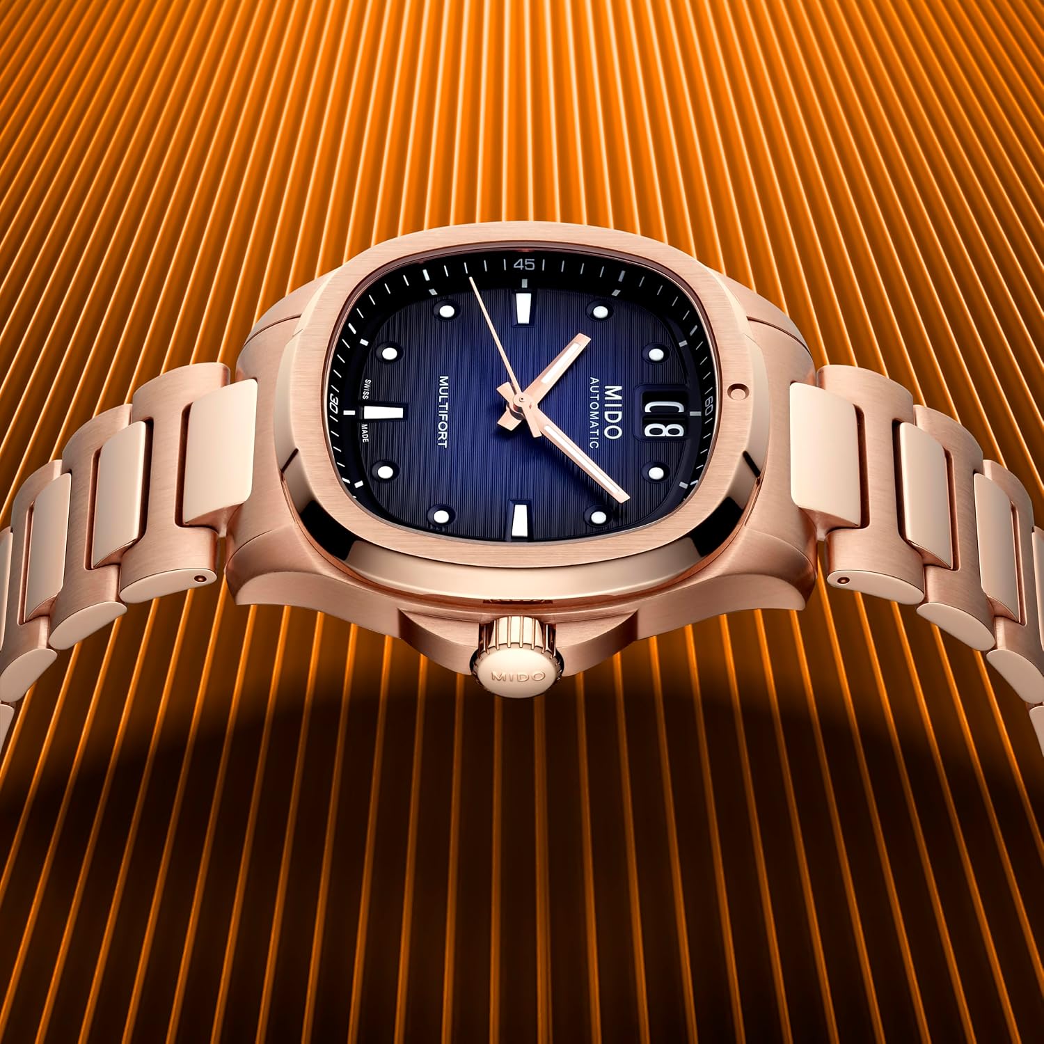 MIDO Multifort TV Big Date - Swiss Automatic Watch for Men - 40mm Case with Transparent Caseback