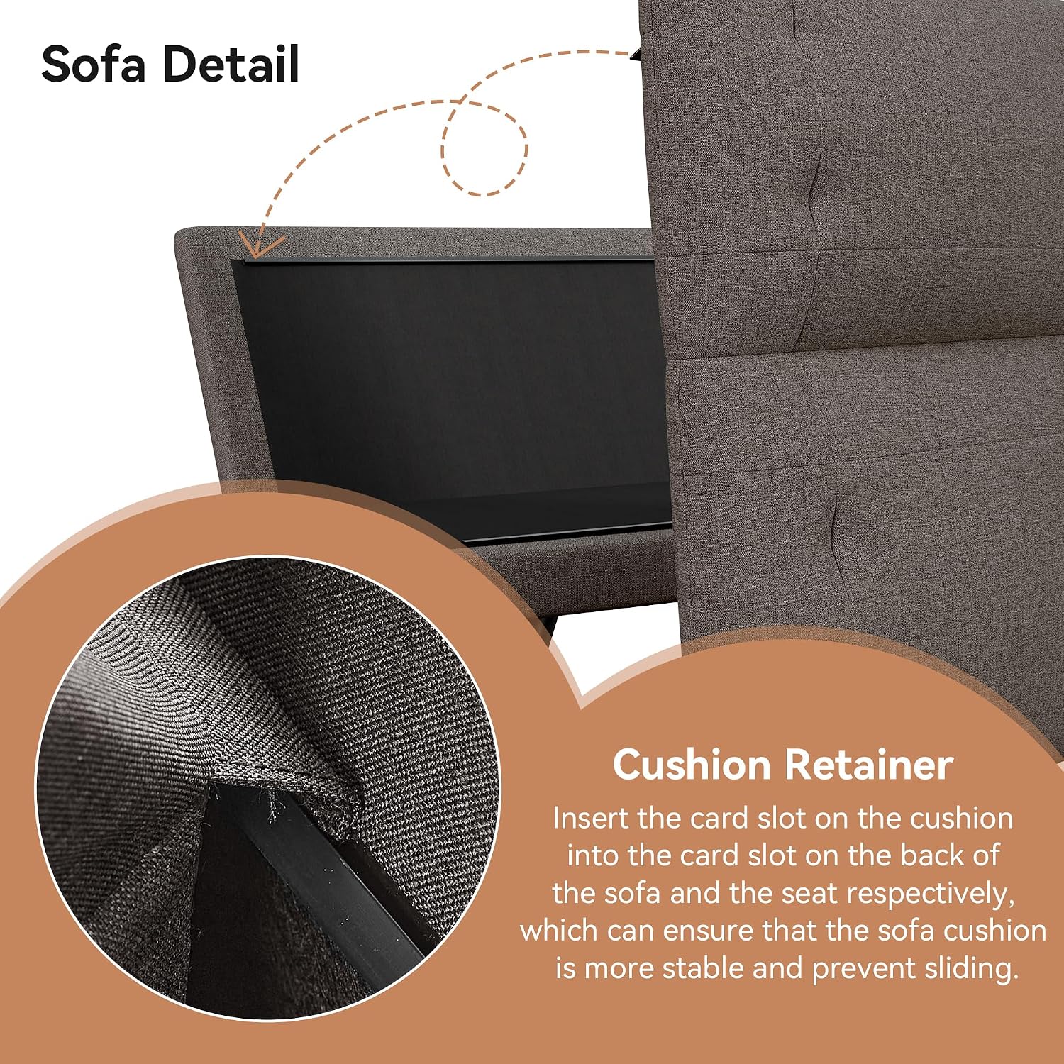 Convertible Sofa Bed,Linen Futon Sofa Couch,Detachable Cushion,Adjustable Backrest,Memory Foam Folding Futon Loveseat Sleeper for Living Room,Office,Apartment,Pure Grey