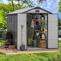 6X8 FT Plastic Outdoor Storage Shed, Double Door Tool Shed with Vent, Lockable Door with Key, Storing Patio Furniture, Gardening Tools, and Bicycle Accessories