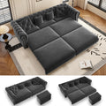 89' King Pull Out Sofa Bed, Velvet Chesterfield Sleeper Sofa Couch, 3 in 1 Convertible Tufted Futon Couches with Ottoman for Living Room, Small Space, Apartment, Office, Bedroom, Gray