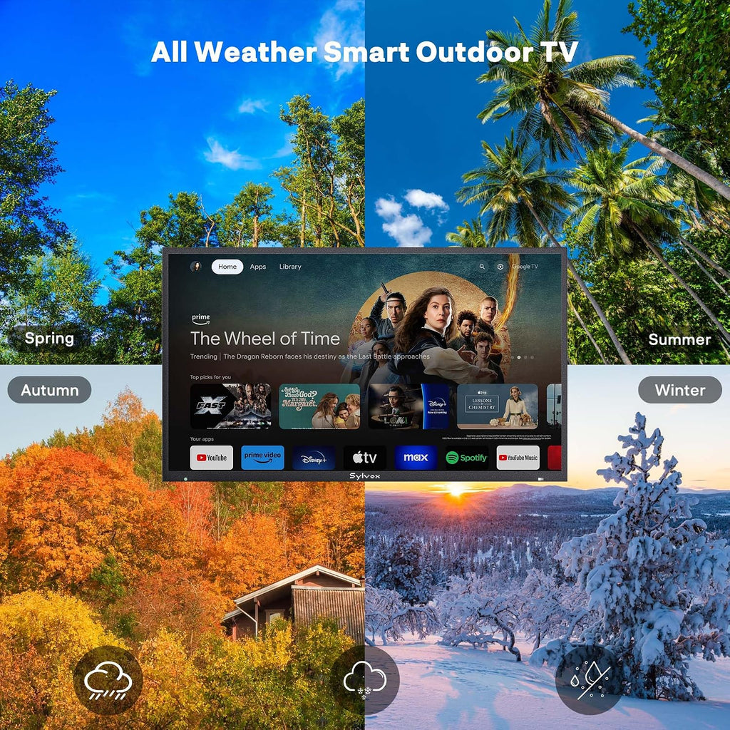 SYLVOX New 75' Outdoor Smart TV, Superior Waterproof Performance, Upgraded Matte Finish for Enhanced Anti-Glare Effect, Full Metal, with Dolby Atmos, 1000nits, Partial Sun Deck Pro 3.0+ Series