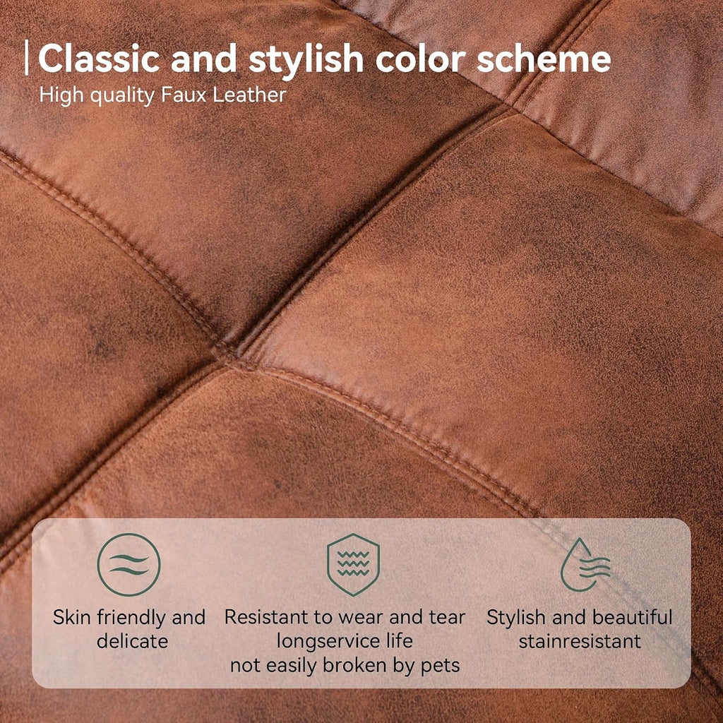 Opoiar 71' L Covertible Futon Sofa Bed,Faux Leather Futon Couch, Memory Foam Modern Loveseat Sleeper, Small Splitback Sofa Couches for Living Room,RV,Home Office,Apartment,Brown