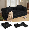 ovios 81' Folding Sofa Bed, Foldable Sleeper Boneless Couch with Pull Out Beds, Modular Convertible Floor Futon Loveseat Lounger for Living Room (Faux Fur, Black)