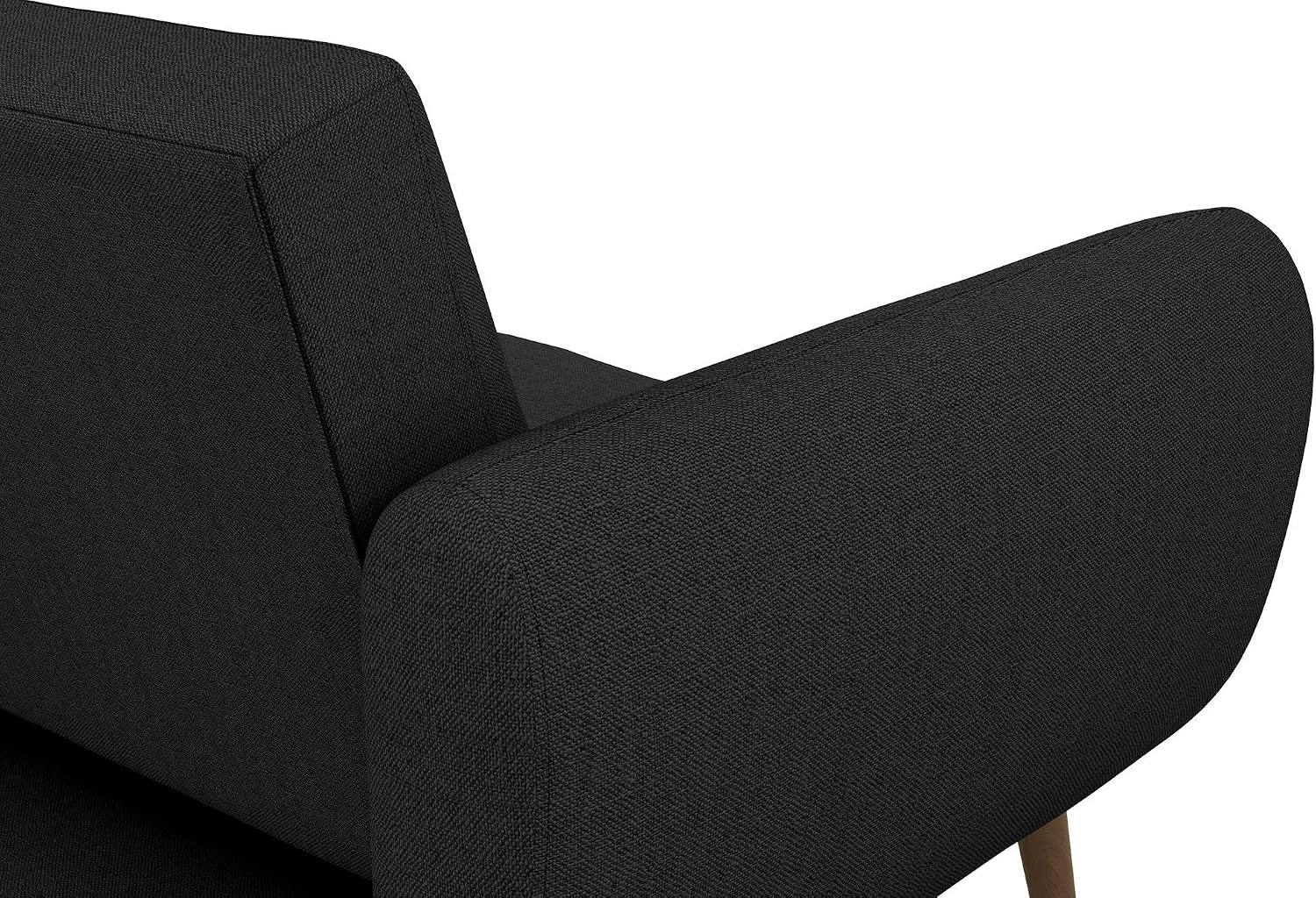Novogratz Brittany 82 Inch Futon Sofa Bed in Faux Leather, Upholstered Couch Sleeper with Tufted Back, Mid-Century Modern Design, Dark Gray