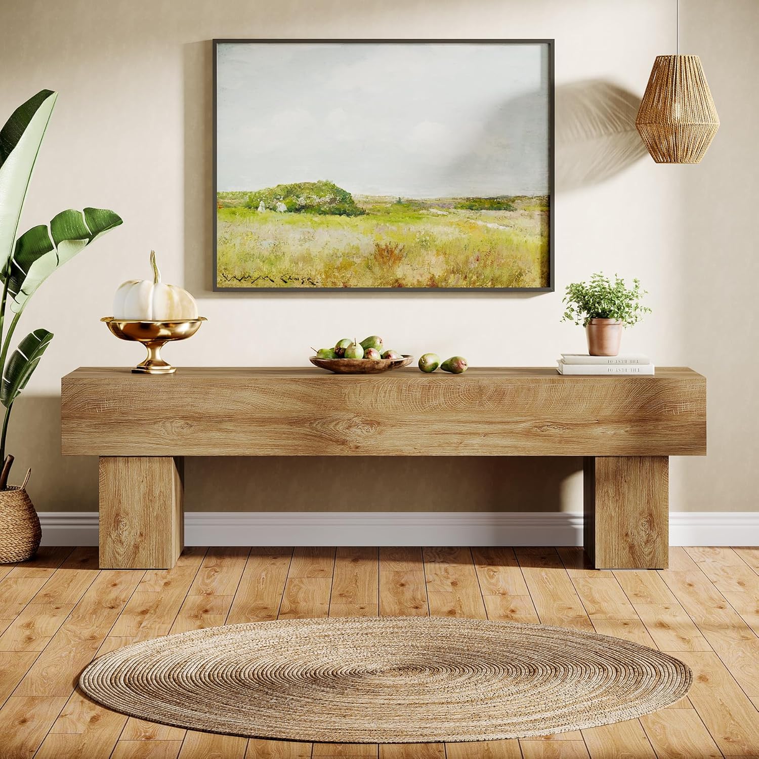 Tribesigns 63' TV Stand, Farmhouse Entertainment Center, Low TV Console Table for Living Room, Long Media Console Television Stands for 55/60/65 Inch TV