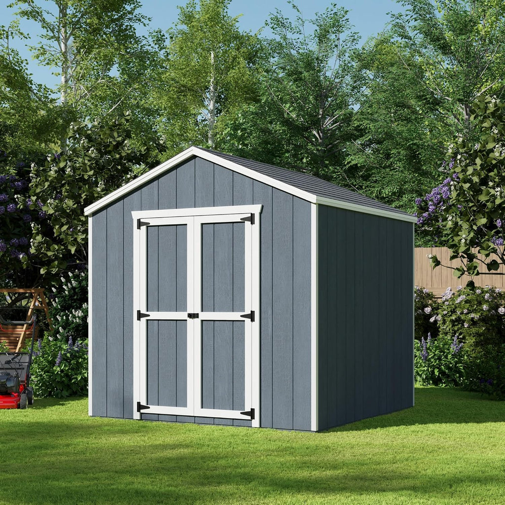 Little Cottage Co. 8x8 Value Gable Shed with Floor, Outdoor Wood Storage Do-It-Yourself Precut Kit
