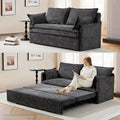 SUNWAVE 60' Queen Pull Out Sofa Bed - Convertible Sleeper Sofa Bed, Corduroy Loveseat Pull Out Couch with USB Charging, Side Pockets for Living Room, Bedroom, Small Spaces(Charcoal, 60')