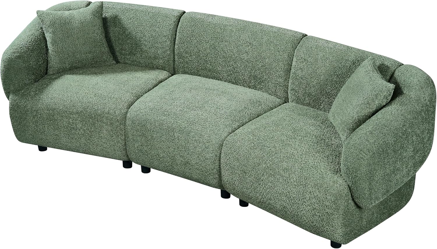 Christopher Knight Home Obito Boucle Upholstered 3-Seater Sofa, Modern Home Sofa Living Room, Wooden Large Upholstered Sofa Couch for Apartment/Home Office, Olive Green