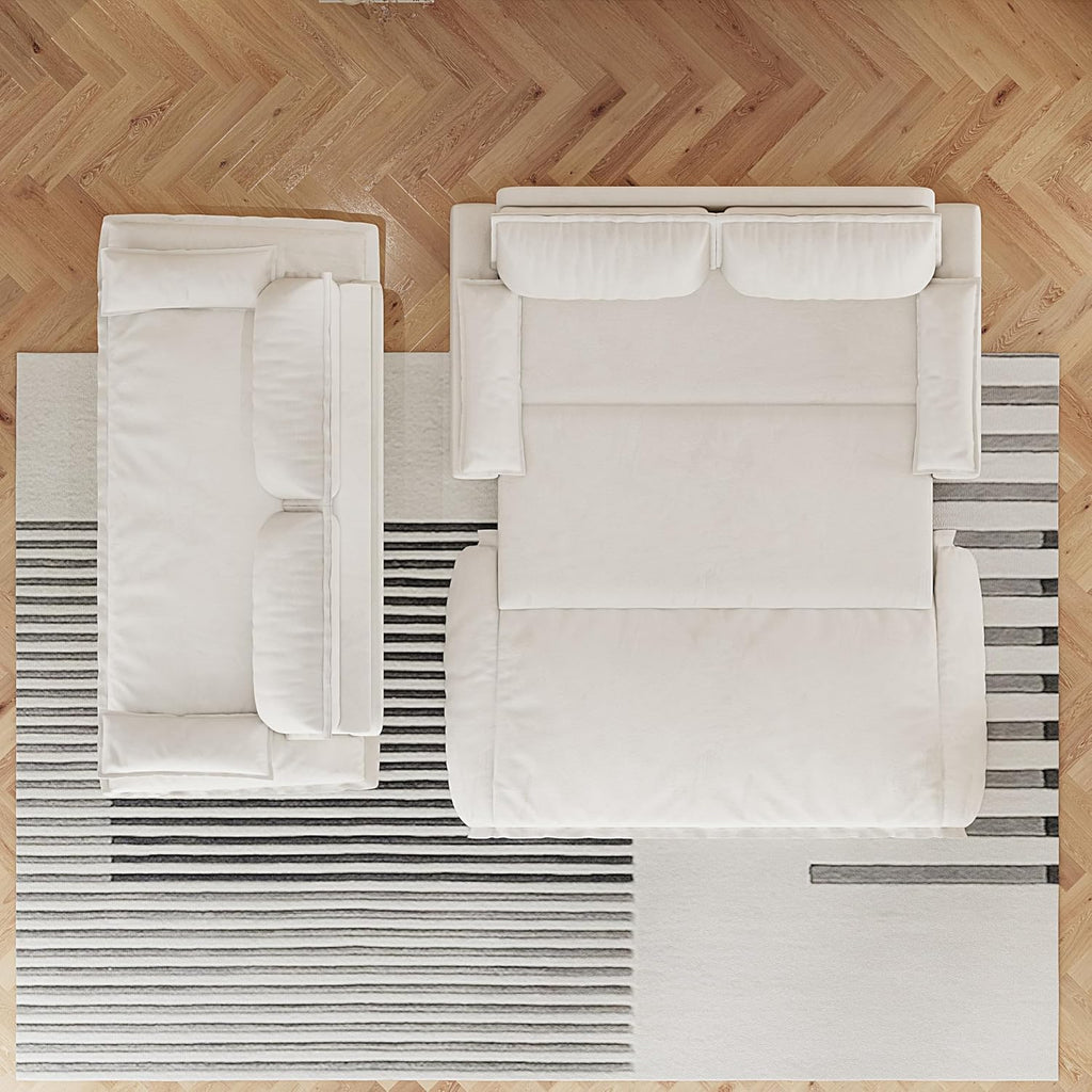 3 in 1 Convertible Queen Sleeper Sofa Bed Comfy Pull Out Futon Couch Bed 73.2' Modern Velvet Recliner Loveseat Sofa Multi-Functional Beige Cloud Couch for Living Room,Apartment,Office (Beige 73.2')