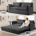 SUNWAVE 74' King Pull Out Sofa Bed -Convertible Sleeper Sofa Bed, Corduroy Pull Out Couch with USB Charging,Side Pockets for Living Room,Bedroom,Small Spaces(Charcoal, 74') | Stay Charging w/ USB, Loveseat by day, Sleeper by night, Space Saving