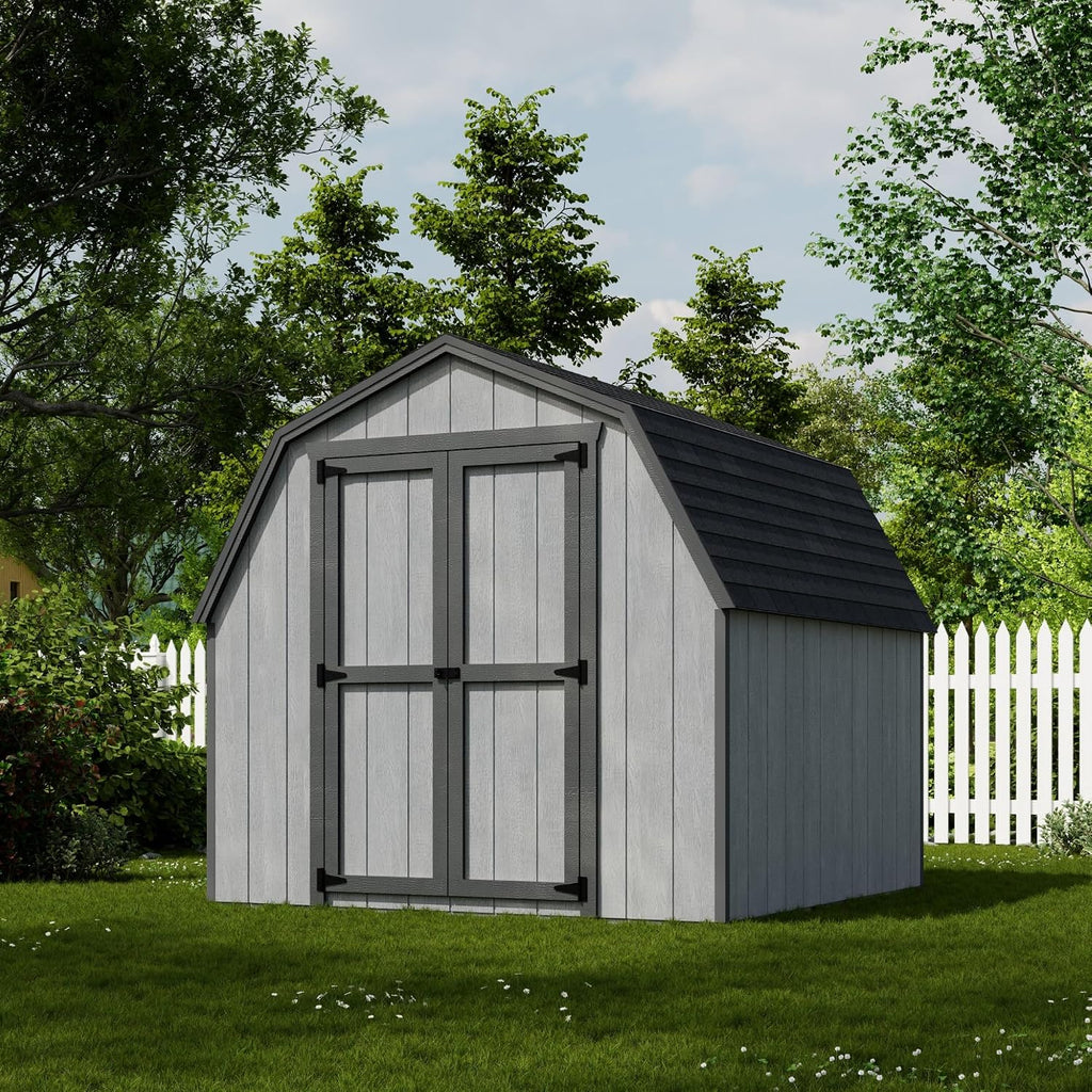 Little Cottage Co. 8x8 Value Gambrel Barn with 4 ft. Sidewalls with Floor, Outdoor Wood Storage Shed Do-It-Yourself Precut Kit