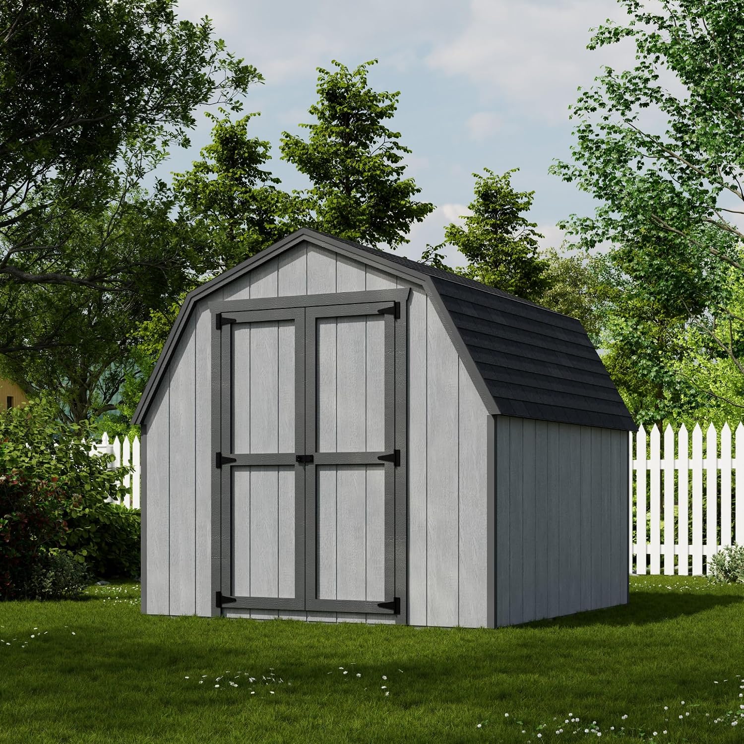 Little Cottage Co. 8x8 Value Gambrel Barn with 4 ft. Sidewalls with Floor, Outdoor Wood Storage Shed Do-It-Yourself Precut Kit
