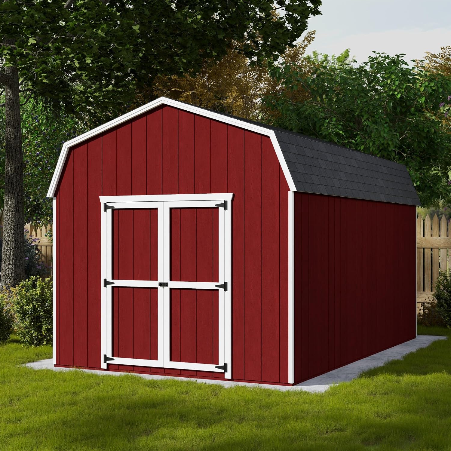Little Cottage Co. 10x16 Value Gambrel Barn with 6 ft. Sidewalls with Floor, Outdoor Wood Storage Shed Do-It-Yourself Precut Kit