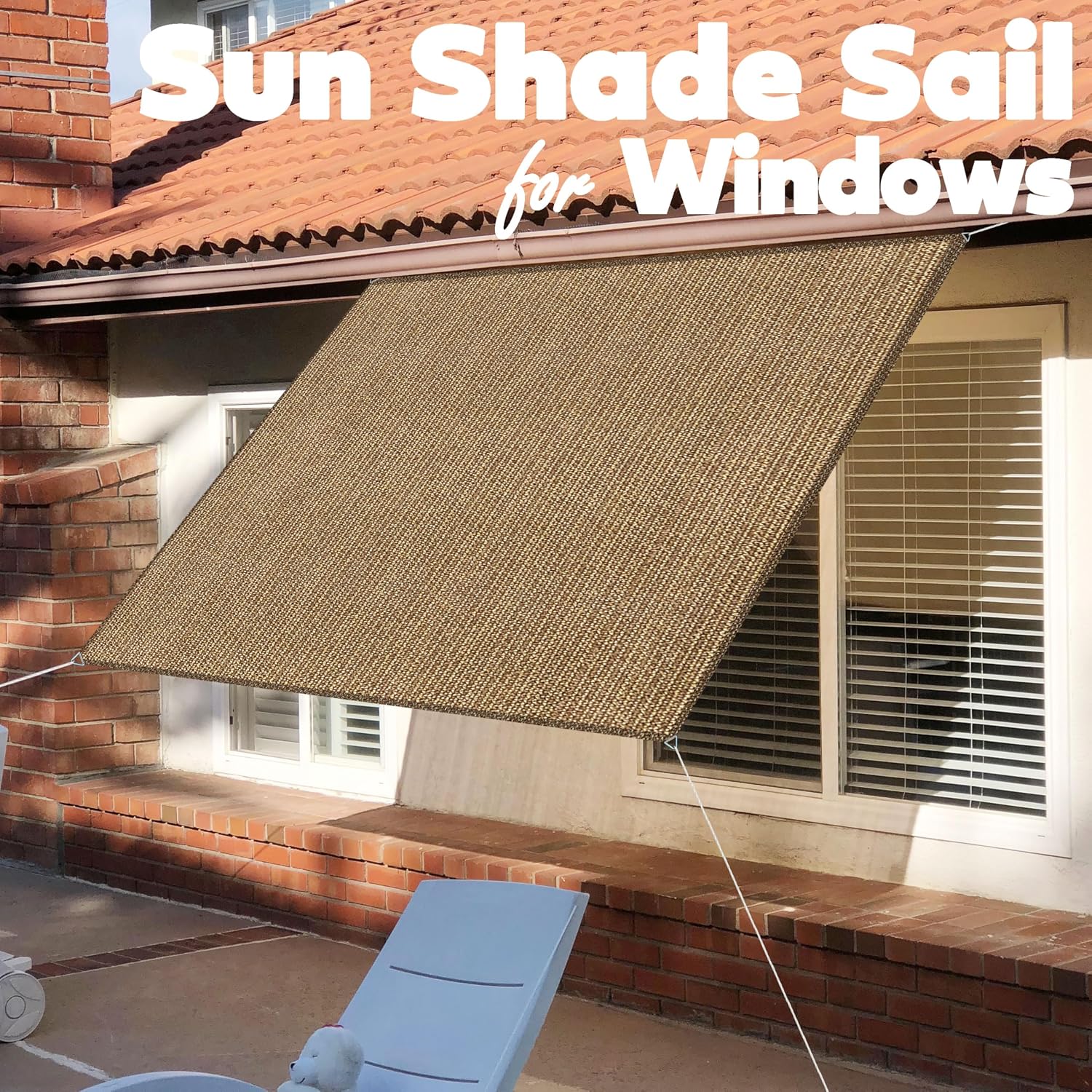 Heavy Duty Shade Sail - Straight Edge Sun Shade Cover - Shade Cloth for Patio, Pergola, Backyard, Awning (Walnut, 10' x 13')