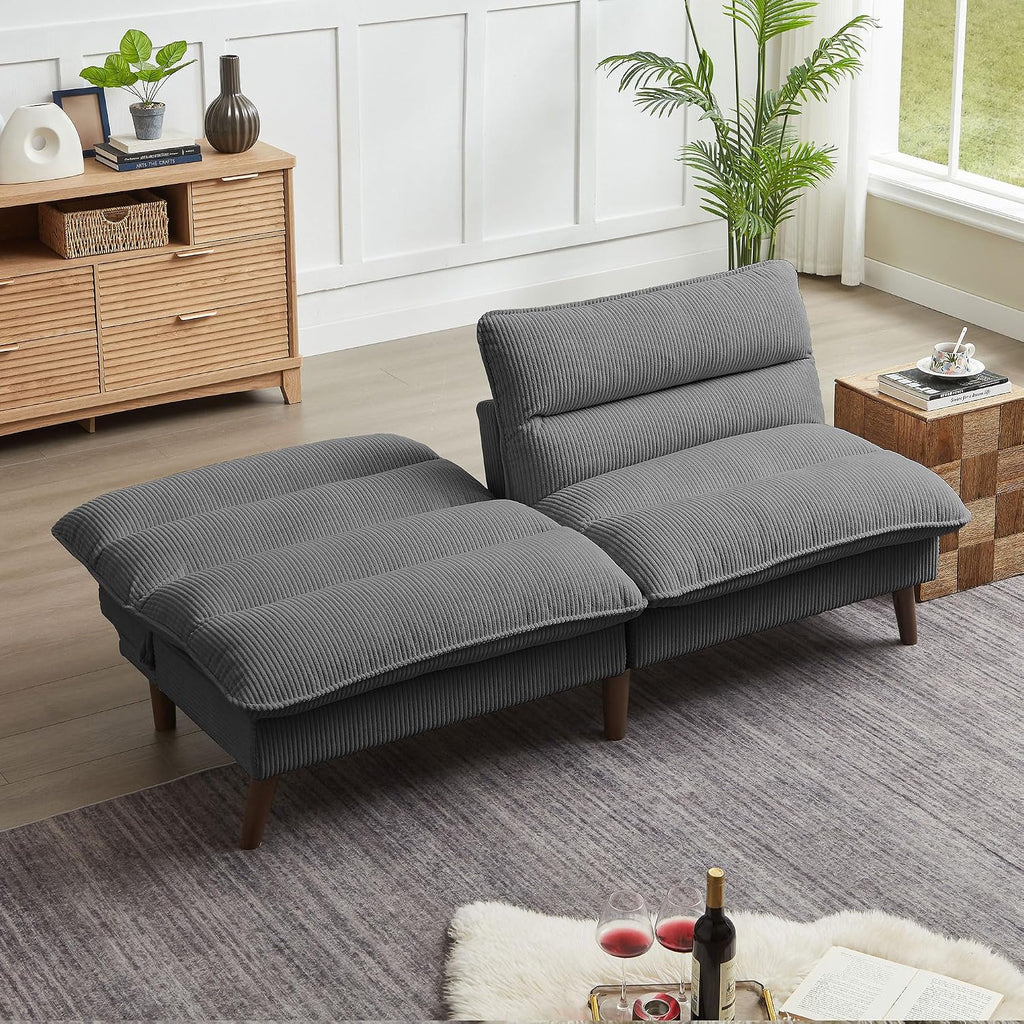 Futon Sofa Bed, 72' Convertible Futon Couch with 3-Level Adjustble Backrest, Modern Loveseat Couch, Folding Recliner Sleeper Sofa for Small Spaces, Living Room, Apartment, Guest Room, Dark Grey