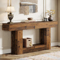 Tribesigns 63' Console Table, Farmhouse 2-Tier Entryway Table with U-Shaped Base, Narrow Long Wood Sofa Table Behind Couch Table for Living Room, Hallway, Foyer, Mix Brown