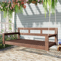 Harper & Bright Designs Patio Wooden Twin Size Porch Swing Daybed Frame, Garden Swing Bench Chair with 4 Hanging Ropes for Backyard,Outdoor,Brown