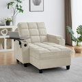 41.7' Oversized Chaise Lounge Chair Indoor, Boucle Upholstered Sofa Bed with Adjustable Backrest, Deep Seat Reading Chair, Sofas Couches for Living Room, Storage, Cup Holders & 360° Swivel Side Table