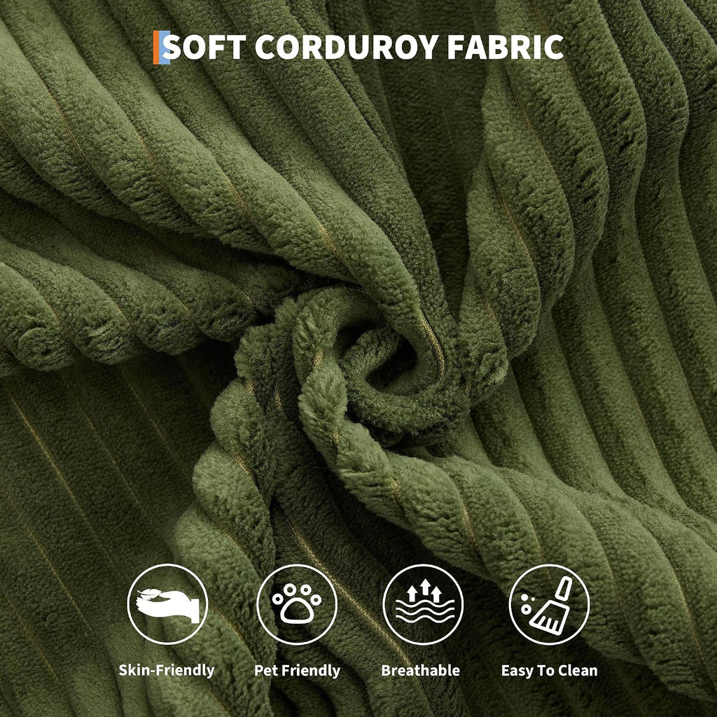 IDEALHOUSE 4 in 1 Convertible Sleeper Sofa Bed Couch, 79 Inch Boneless Corduroy Floor Couch with Pillows, No Assembly, Modern Deep Seat Sofa Futon Mattress for Living Room,Apartment,Green
