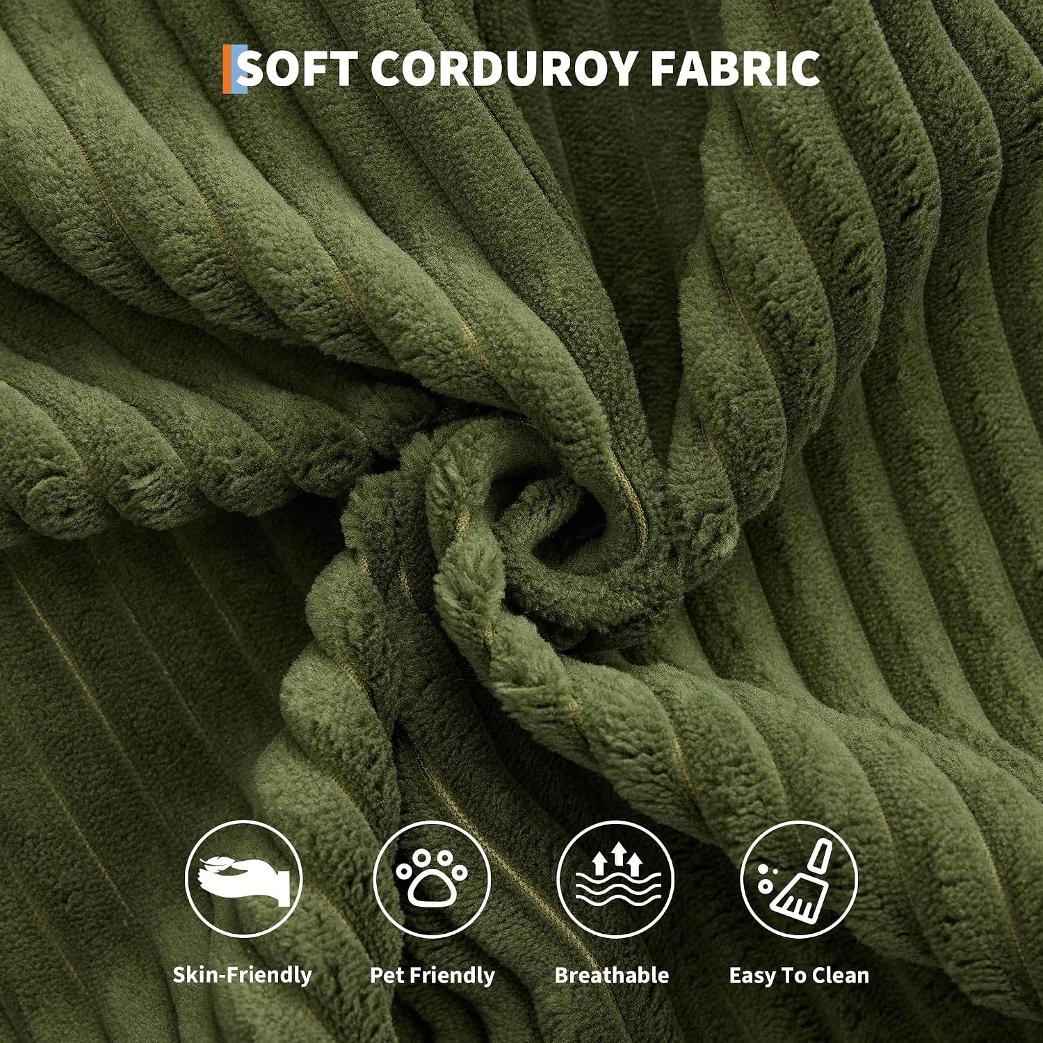 IDEALHOUSE 4 in 1 Convertible Sleeper Sofa Bed Couch, 79 Inch Boneless Corduroy Floor Couch with Pillows, No Assembly, Modern Deep Seat Sofa Futon Mattress for Living Room,Apartment,Green