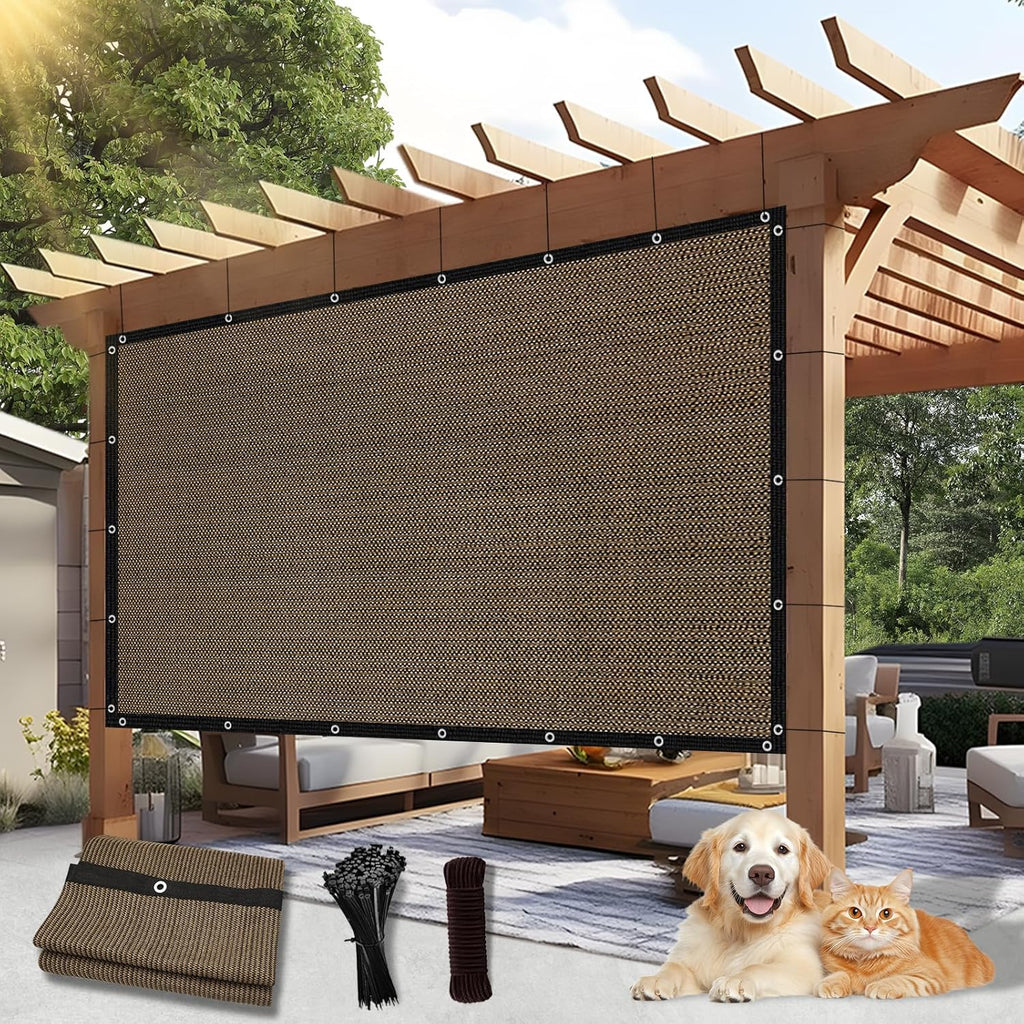 Outdoor 90% Sun Shade Cloth with Grommets, 14 X 20 FT Pergola Shade Cover for Garden Patio Carport Kennel Swimming Pool, Mocha (We Make Custom Size)