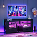 IRONCK TV Stand for 65 Inch TV, Carbon Fiber Entertainment Center with 2 Drawers, Charging Station & RGB LED Light, Gaming Media Console for PS4, Bedroom, Living Room, Black