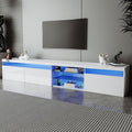 Bellemave LED TV Stand for TVs Up to 105',Ample Storage Space Media Console with 2 Glass Shelves,Versatile TV Cabinet with LED Color Changing Lights for Living Room (White)