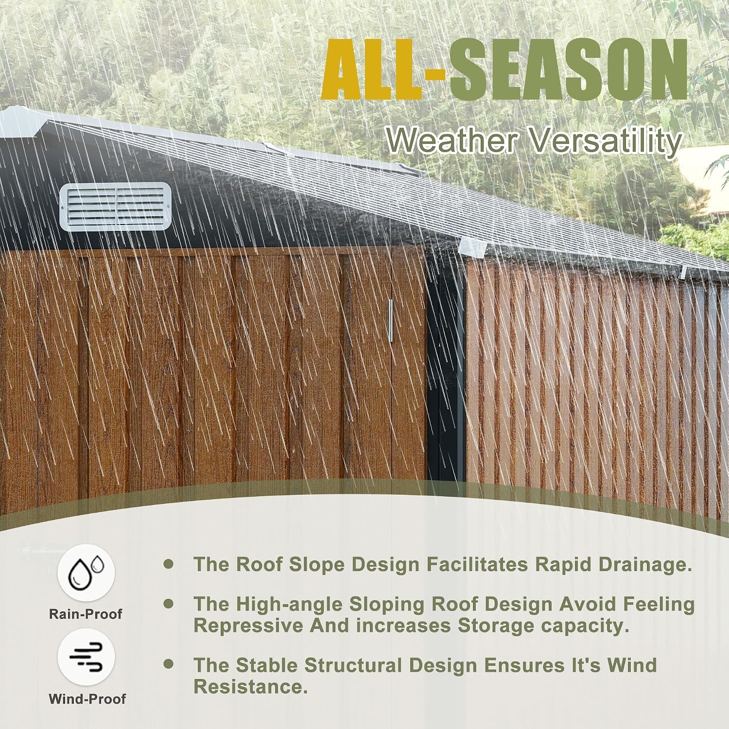 6x8 FT Outdoor Metal Storage Shed with Lockable Door, Steel Garden Utility Shed with Vents and Window, Backyard Patio Tool Shed for Lawn Equipment, Bike, Firewood and Mower Storage, Brown