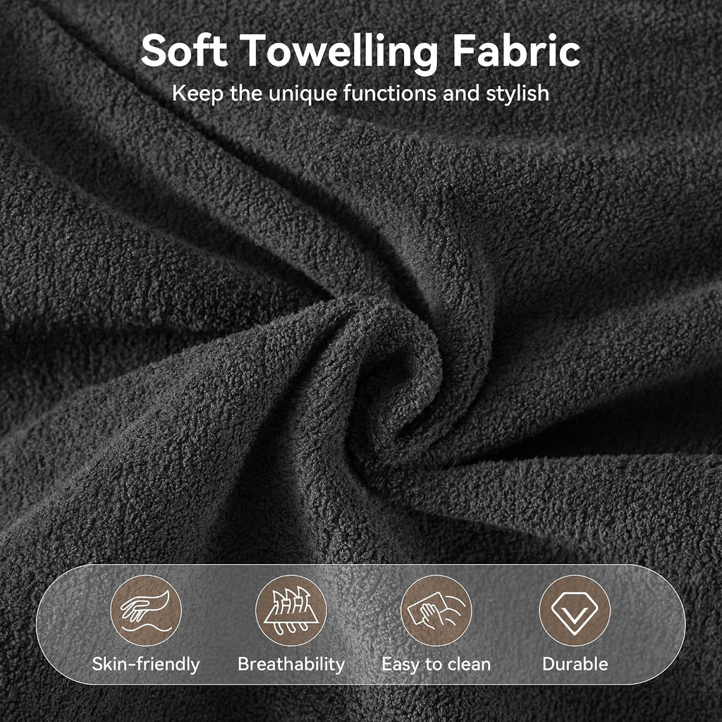Convertible Futon Sofa Bed with Adjustable Backrest & Detachable Cushions – Plush Terry Cloth Fabric Futon Couch Bed, Morden Folding Loveseat for Living Room,Office,Apartment,Retro Black