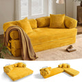 ovios 81' Folding Sofa Bed, Foldable Sleeper Boneless Couch with Pull Out Beds, Modular Convertible Floor Futon Loveseat Lounger for Living Room (Faux Fur, Yellow)