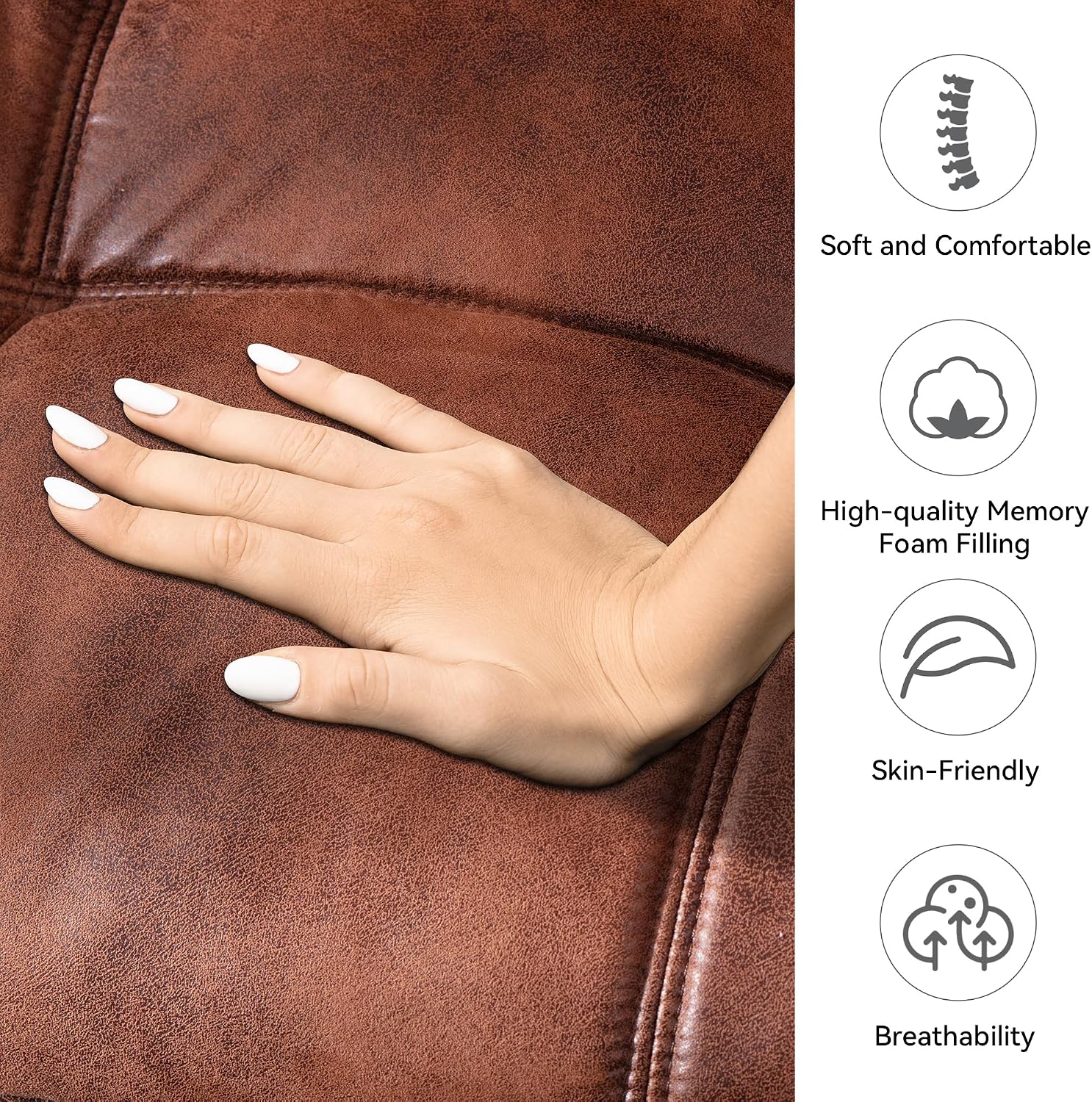 Faux Leather Futon Sofa Bed,Convertible Futon Couch,Memory Foam Loveseat Sleeper Sofa,Small Splitback Modern Folding Couch for Living Room,Office,Apartment,Retro Brown