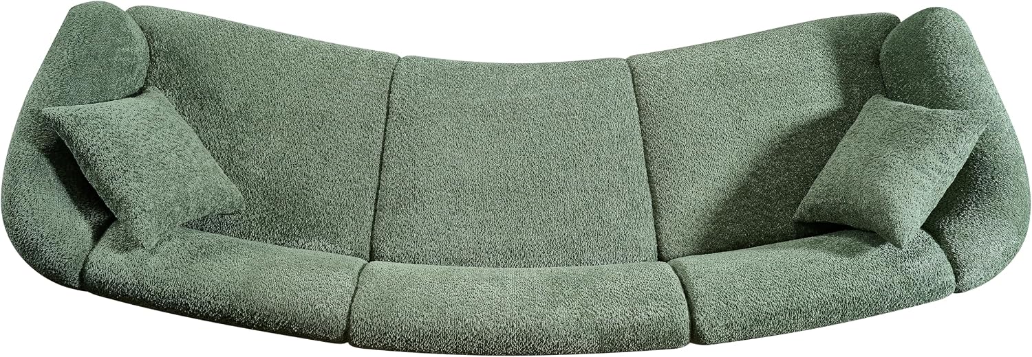 Christopher Knight Home Obito Boucle Upholstered 3-Seater Sofa, Modern Home Sofa Living Room, Wooden Large Upholstered Sofa Couch for Apartment/Home Office, Olive Green